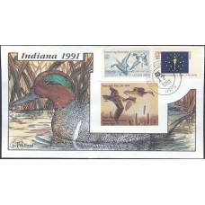 #IN17 Indiana 1991 Duck Milford FDC