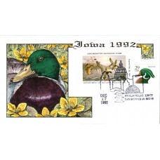 #IA22 Iowa 1992 Duck Milford FDC