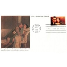 #3287 Alfred Lunt and Lynn Fontanne Mystic FDC