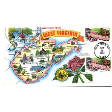 #3743 Greetings From West Virginia Combo Panda FDC