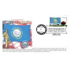 #4321 FOON: South Dakota State Flag Panda FDC