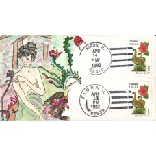 #1963 Hawaii Birds - Flowers Dual Peltin FDC