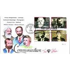 #3061-64 Pioneers of Communication Plate Pugh FDC