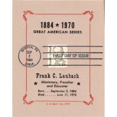 #1864 Frank C. Laubach Reid Maxi FDC