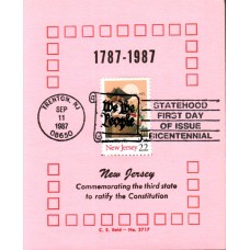 #2338 New Jersey Statehood Reid Maxi FDC