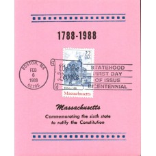 #2341 Massachusetts Statehood Reid Maxi FDC