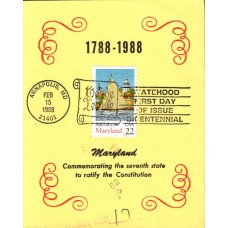 #2342 Maryland Statehood Reid Maxi FDC