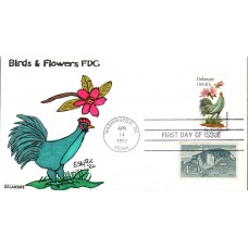 #1960 Delaware Birds - Flowers Combo Slyter FDC