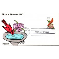 #1966 Indiana Birds - Flowers Slyter FDC