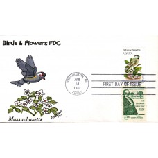 #1973 Massachusetts Birds - Flowers Combo Slyter FDC