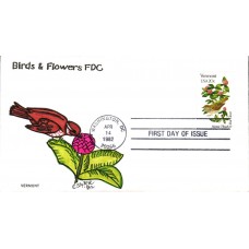 #1997 Vermont Birds - Flowers Slyter FDC