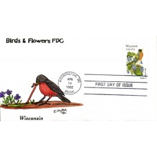 #2001 Wisconsin Birds - Flowers Slyter FDC