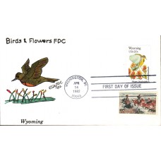 #2002 Wyoming Birds - Flowers Combo Slyter FDC