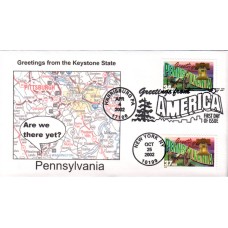 #3733 Greetings From Pennsylvania Dual Southport FDC