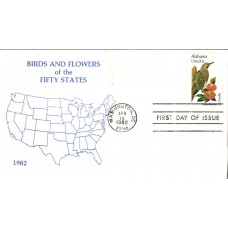 #1953 Alabama Birds - Flowers Unknown FDC