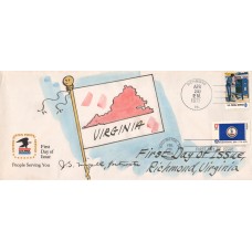 #1642 Virginia State Flag Dual Unknown FDC