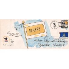 #1666 Kansas State Flag Dual Unknown FDC