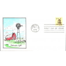 #1741 Illinois Windmill Watercolors FDC